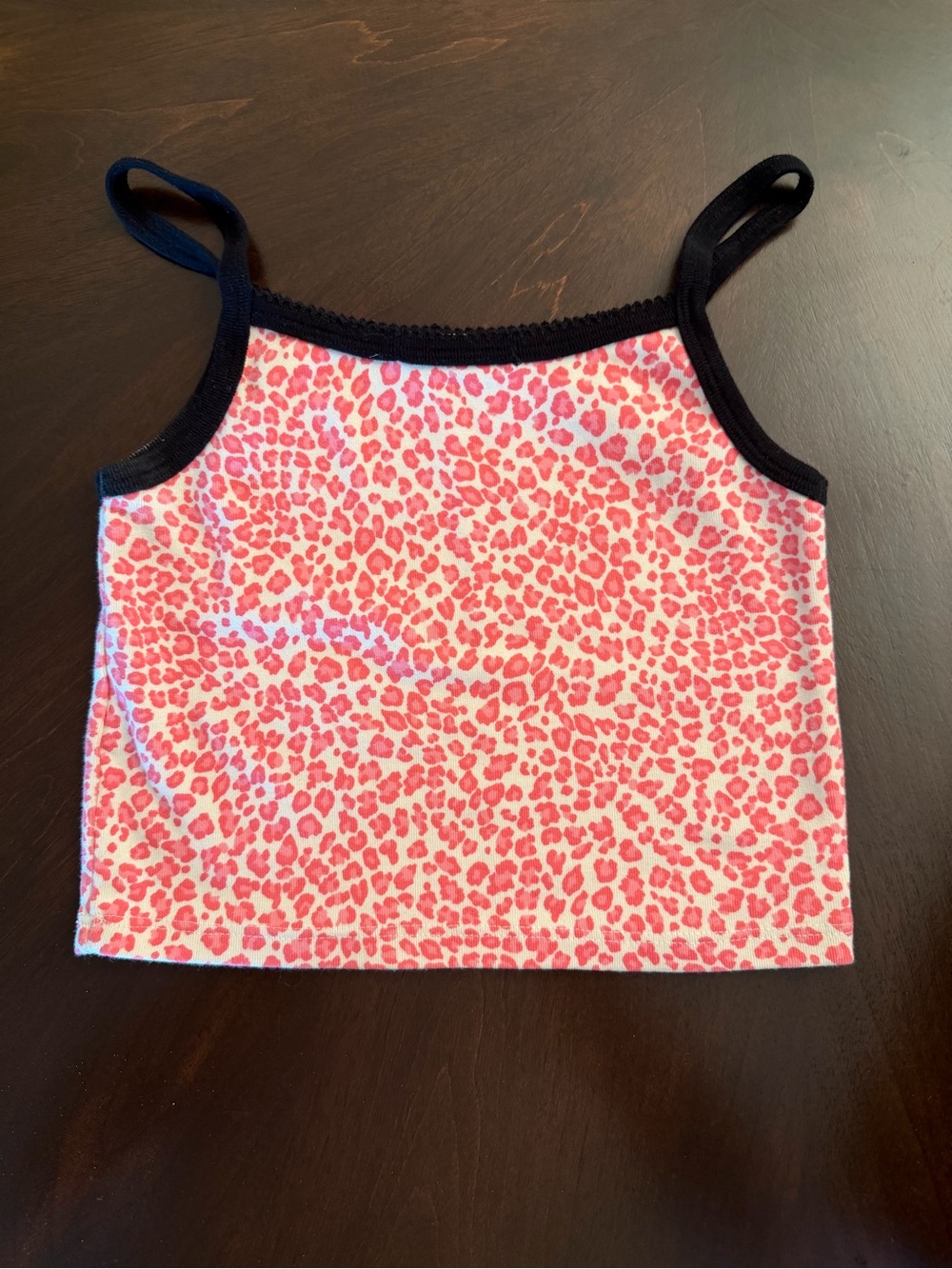 Brandy Melville Pink Leopard Print Cropped Tank with Black Trim